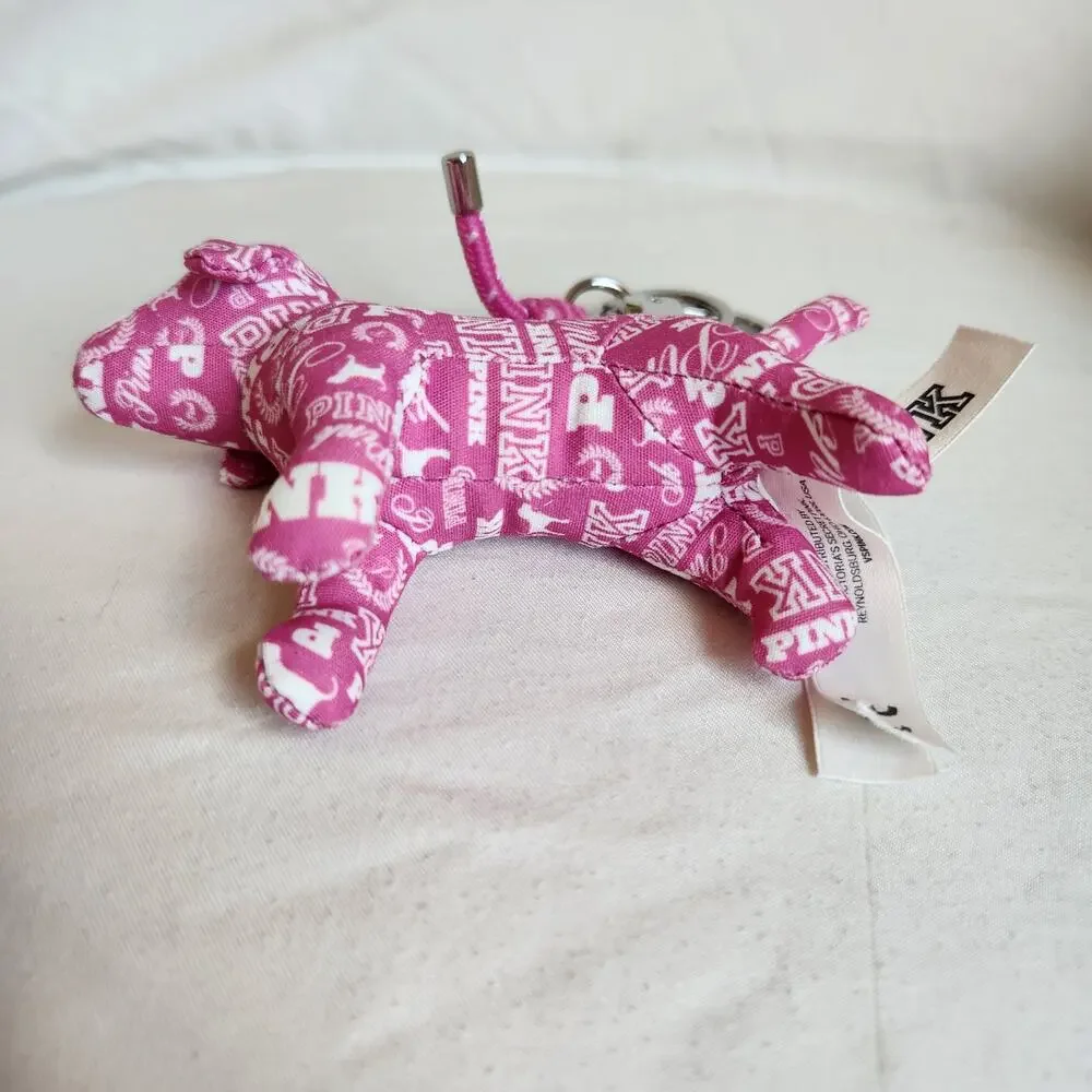 Victoria's Secret VS PINK Micro Mini Pup Dog Keychain Bag Clip - Pink Logo